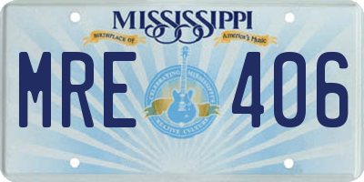 MS license plate MRE406