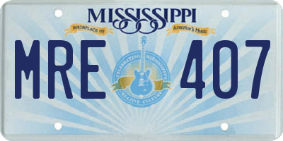 MS license plate MRE407