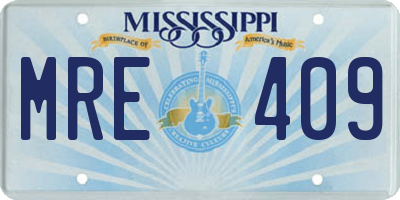 MS license plate MRE409
