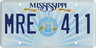 MS license plate MRE411