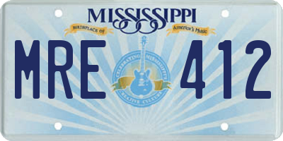 MS license plate MRE412