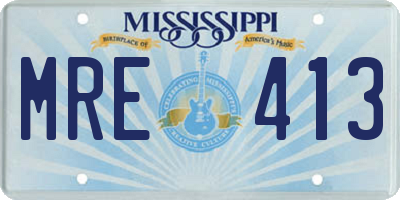 MS license plate MRE413