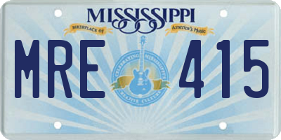 MS license plate MRE415