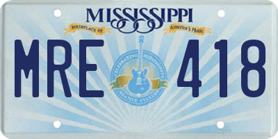 MS license plate MRE418