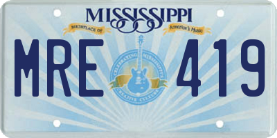 MS license plate MRE419