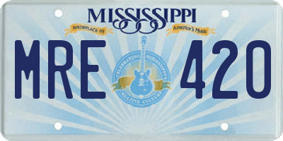 MS license plate MRE420