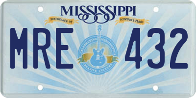 MS license plate MRE432