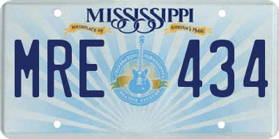 MS license plate MRE434