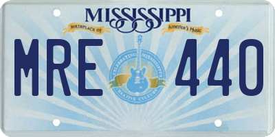 MS license plate MRE440