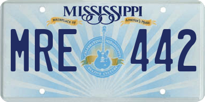 MS license plate MRE442