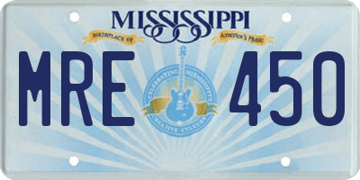 MS license plate MRE450
