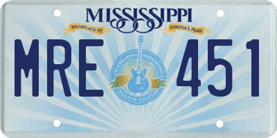 MS license plate MRE451
