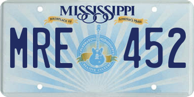 MS license plate MRE452