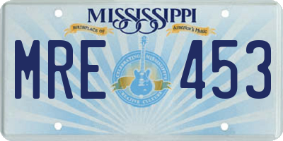 MS license plate MRE453
