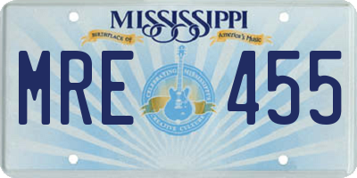 MS license plate MRE455