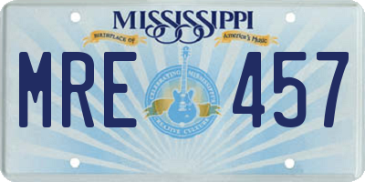 MS license plate MRE457