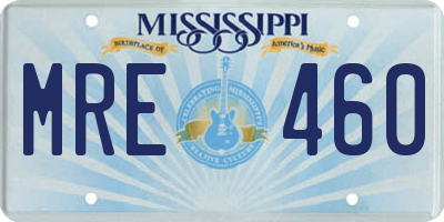 MS license plate MRE460