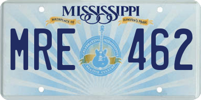 MS license plate MRE462