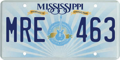 MS license plate MRE463