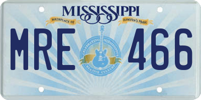 MS license plate MRE466