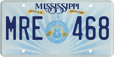 MS license plate MRE468