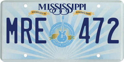 MS license plate MRE472