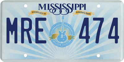 MS license plate MRE474