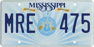 MS license plate MRE475