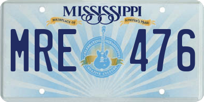 MS license plate MRE476
