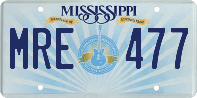 MS license plate MRE477