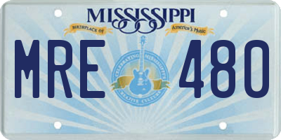 MS license plate MRE480