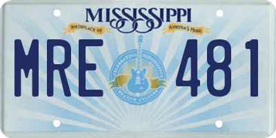 MS license plate MRE481
