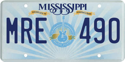 MS license plate MRE490