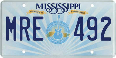 MS license plate MRE492