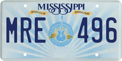 MS license plate MRE496