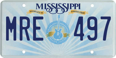 MS license plate MRE497