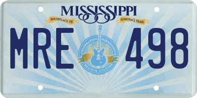 MS license plate MRE498