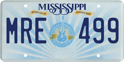 MS license plate MRE499