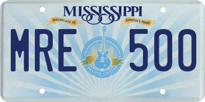 MS license plate MRE500