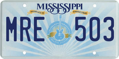 MS license plate MRE503