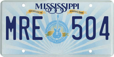 MS license plate MRE504