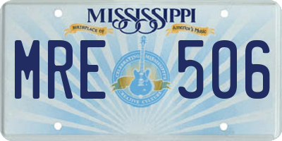 MS license plate MRE506