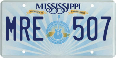 MS license plate MRE507