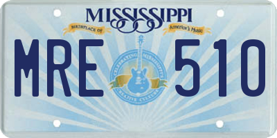MS license plate MRE510