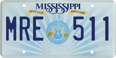 MS license plate MRE511