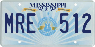 MS license plate MRE512