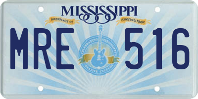 MS license plate MRE516