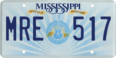 MS license plate MRE517