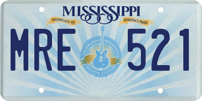 MS license plate MRE521