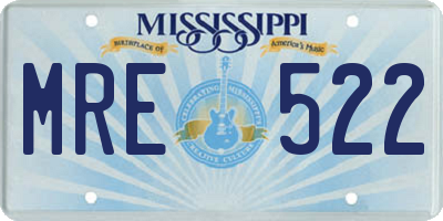 MS license plate MRE522